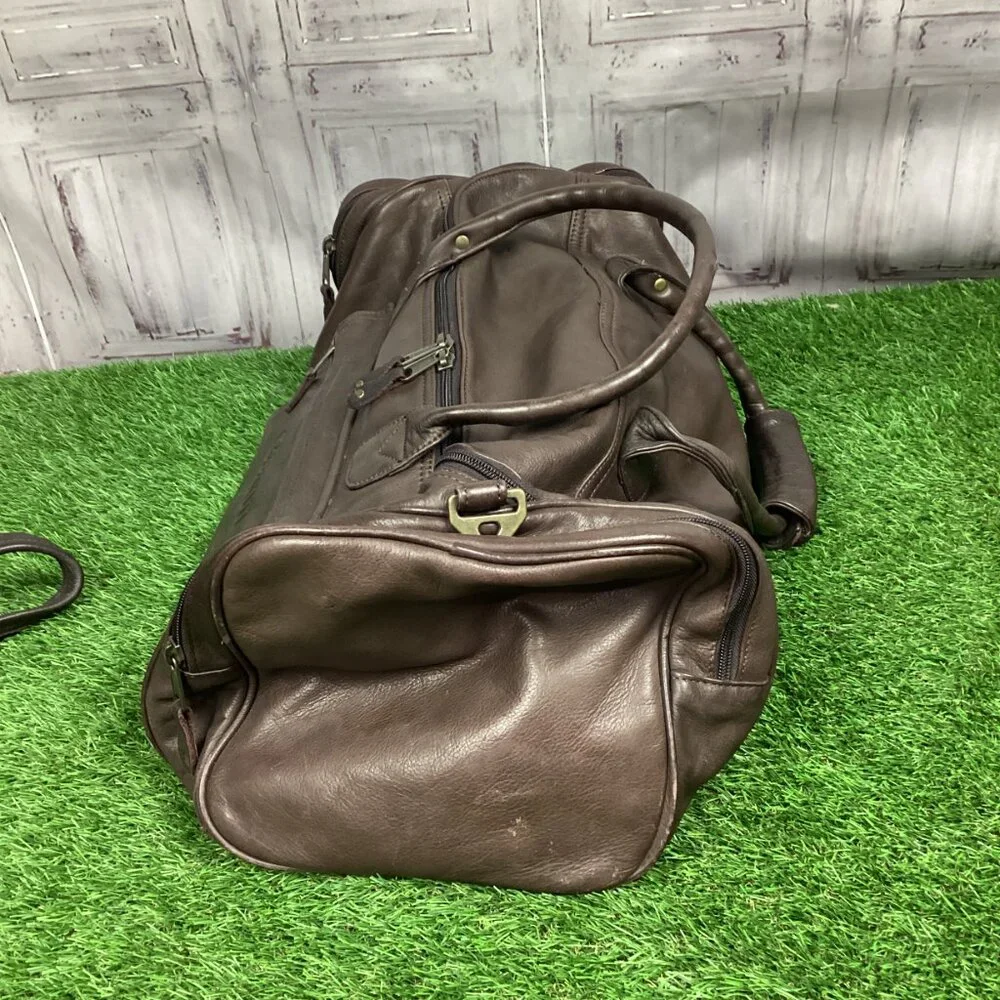 Canyon Outback Large Brown Leather Duffel Bag Canon Camera Promotional Item VTG